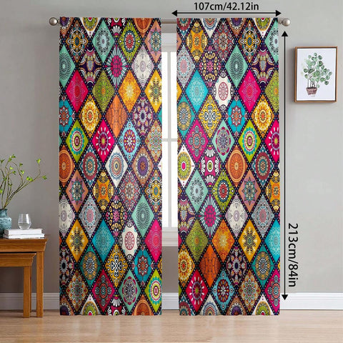 2pcs Cartoon Pattern Curtains, Made Of Polyester, Suitable For Living Room, Bedroom And Other Occasions, Good Blackout Effect, Suitable For Bedroom Decor, Home Furnishing, Wedding Style, No Need To Drill Holes For Installation.